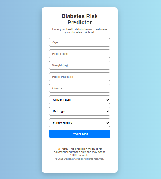diabetes risk predictor using ml